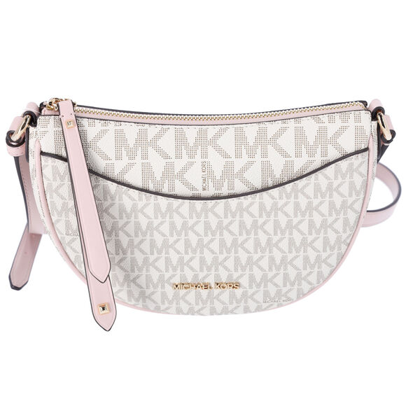 Michael Kors Dover Small Half Moon Crossbody Vanilla Pink Powder Blush Multi - Picture 1 of 5